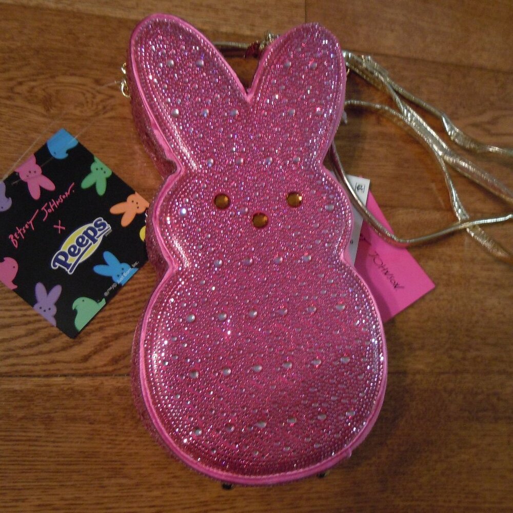 BETSEY JOHNSON PEEPS PINK RHINESTONE HANDBAG *NEW* BUNNY / EASTER